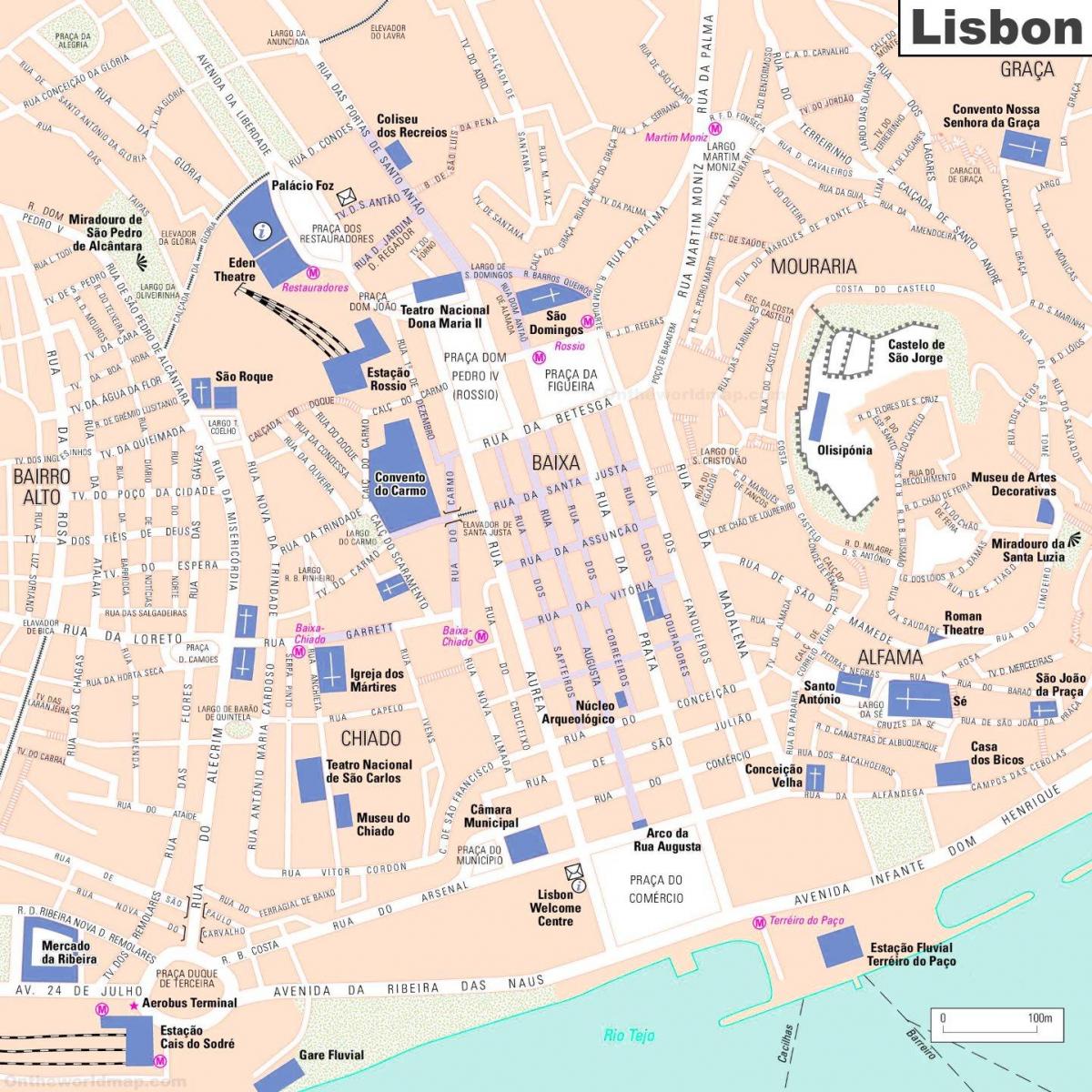 карта центра Лиссабона