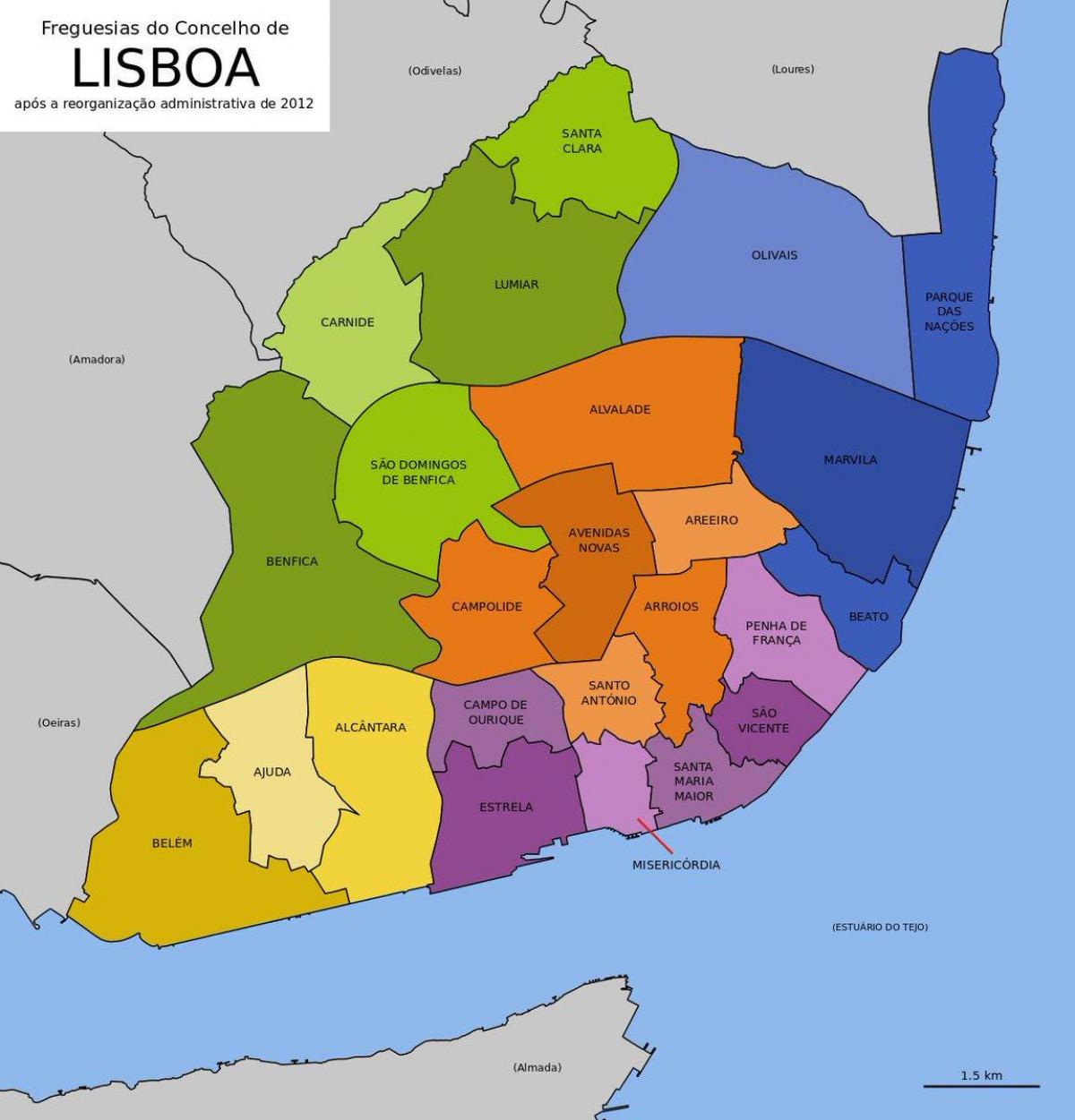 карта районов Лиссабона