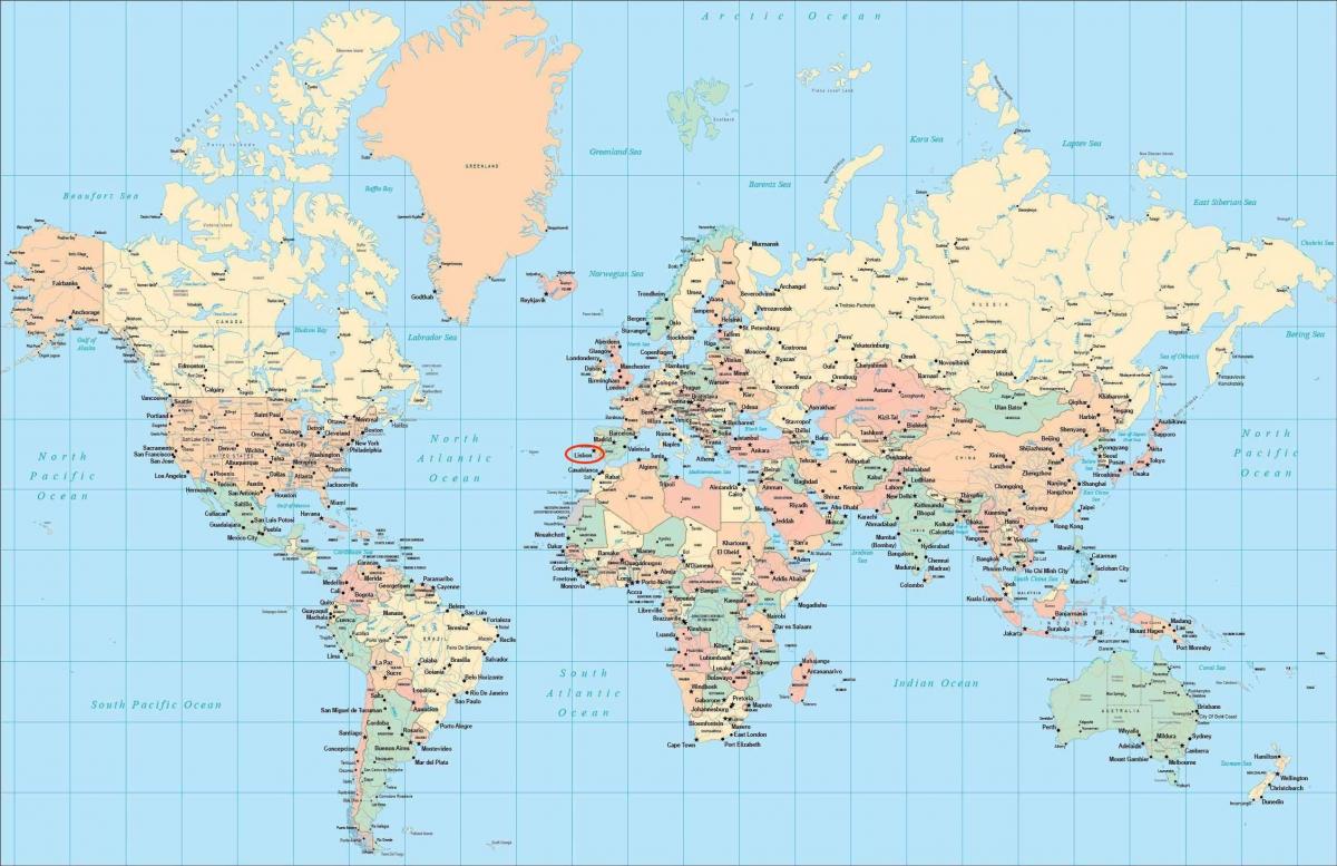 местоположение Лиссабона на карте мира