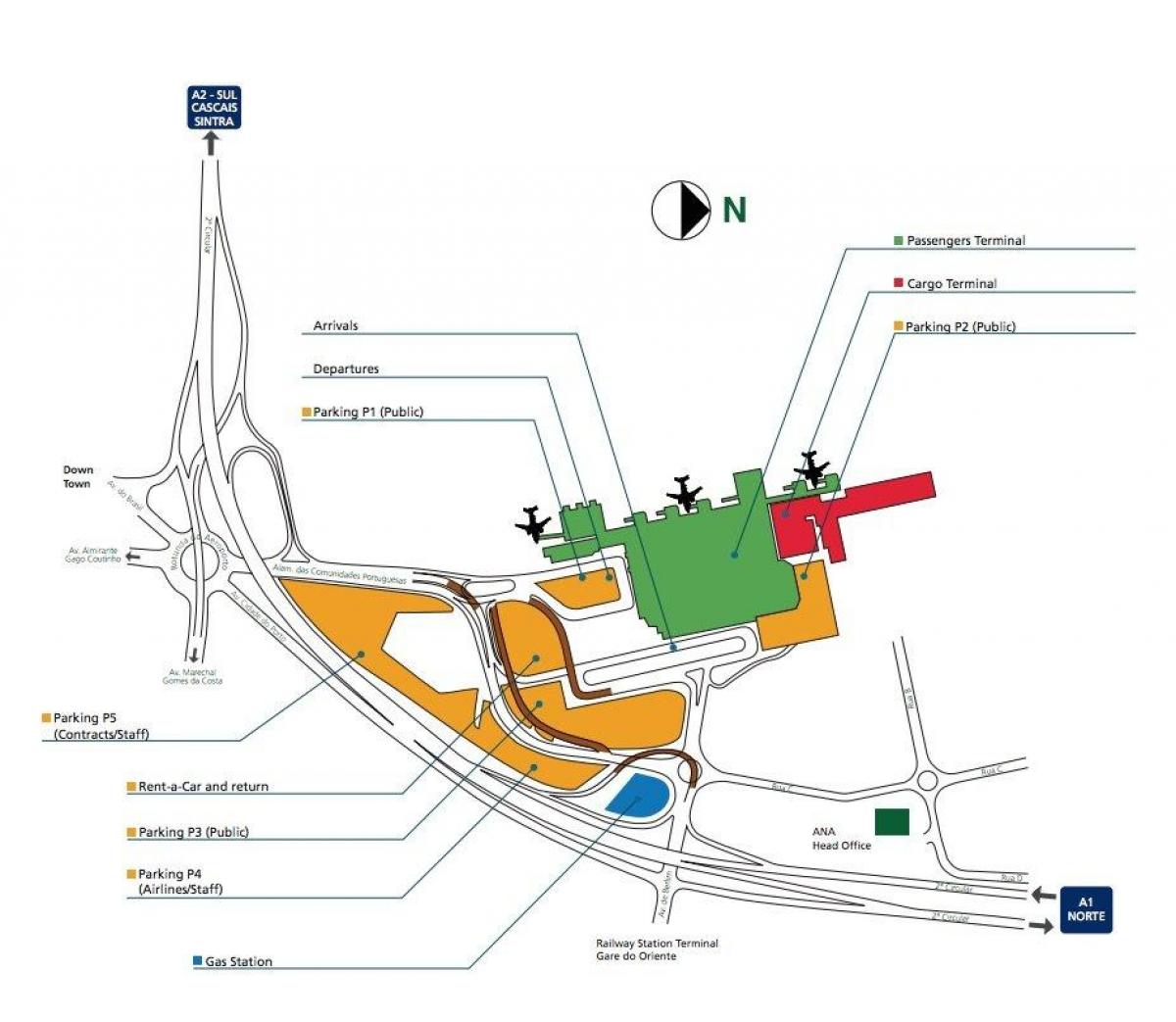 карта терминала аэропорта Лиссабона